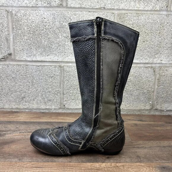 Blackstone Black Leather Goth Burlesque Dancing Unique Mid-Calf Boots 40 9 - Picture 4 of 7